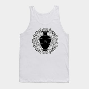 Aquarius Mandala Zodiac in Black and White Tank Top